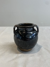 A Chinese brown-glazed vase and a black-glazed jar, Song/Ming
