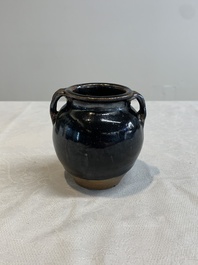 A Chinese brown-glazed vase and a black-glazed jar, Song/Ming