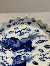 A Chinese Thai market 'Buddhist lions' vessel and an offering tazza, 19th C.