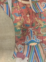 Chinese school: 'Luxing 禄星', ink and colour on silk, Qing or later