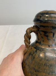 A Chinese brown-glazed vase and a black-glazed jar, Song/Ming
