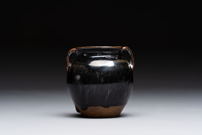 A Chinese brown-glazed vase and a black-glazed jar, Song/Ming