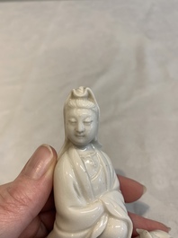 A Chinese 'jun' bowl and a Dehua blanc de Chine group with Guanyin, Ming/Qing