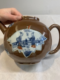 A large Chinese Imari-style capucin-brown-ground teapot and cover, Qianlong