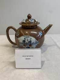 A large Chinese Imari-style capucin-brown-ground teapot and cover, Qianlong