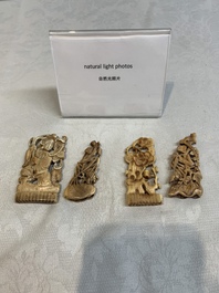 Four Chinese ivory carvings, 18th C.