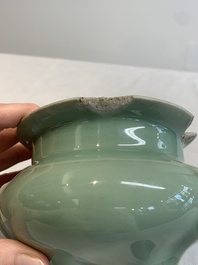 A Chinese Longquan celadon tripod censer, Southern Song
