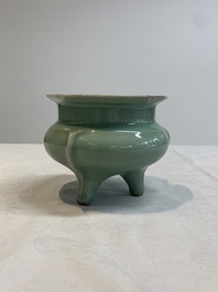 A Chinese Longquan celadon tripod censer, Southern Song