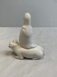 A Chinese 'jun' bowl and a Dehua blanc de Chine group with Guanyin, Ming/Qing