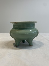 A Chinese Longquan celadon tripod censer, Southern Song