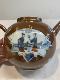 A large Chinese Imari-style capucin-brown-ground teapot and cover, Qianlong