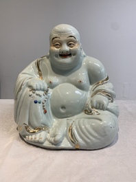 Four Chinese famille rose Milefo Buddhas, Wan Tongshun 萬同順 mark, 20th C.