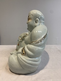 Four Chinese famille rose Milefo Buddhas, Wan Tongshun 萬同順 mark, 20th C.