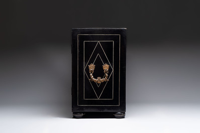 A fine ebony-veneered bone-inlaid cabinet, probably Italy, 19th C.