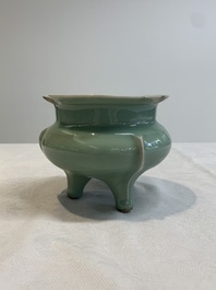 A Chinese Longquan celadon tripod censer, Southern Song