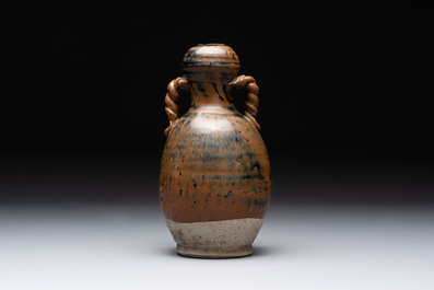 A Chinese brown-glazed vase and a black-glazed jar, Song/Ming
