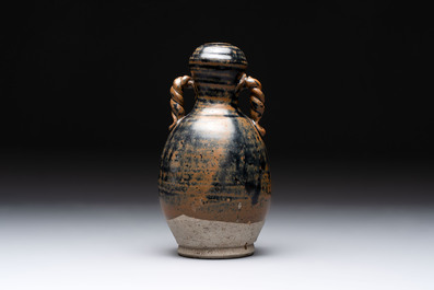 A Chinese brown-glazed vase and a black-glazed jar, Song/Ming