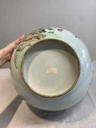 A large Chinese famille rose punch bowl with flowering and fruiting branches, Qianlong