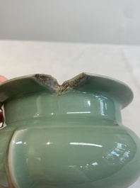 A Chinese Longquan celadon tripod censer, Southern Song