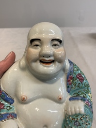 Four Chinese famille rose Milefo Buddhas, Wan Tongshun 萬同順 mark, 20th C.