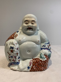 Four Chinese famille rose Milefo Buddhas, Wan Tongshun 萬同順 mark, 20th C.