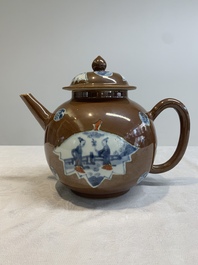A large Chinese Imari-style capucin-brown-ground teapot and cover, Qianlong