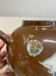 A large Chinese Imari-style capucin-brown-ground teapot and cover, Qianlong