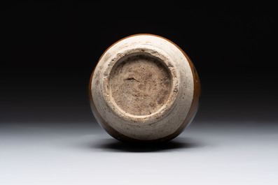 A Chinese brown-glazed vase and a black-glazed jar, Song/Ming