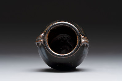 A Chinese brown-glazed vase and a black-glazed jar, Song/Ming