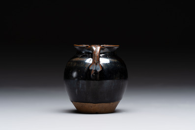 A Chinese brown-glazed vase and a black-glazed jar, Song/Ming