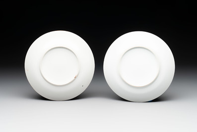 14 Chinese Canton famille rose 'Wu Shuang Pu-style' cups and saucers, 19th C.