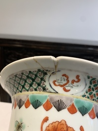 A Chinese famille verte 'gu' vase with floral design, 19th C.