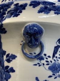 A pair of Chinese blue and white 'birds among flowering branches' jardini&egrave;res, 19th C.