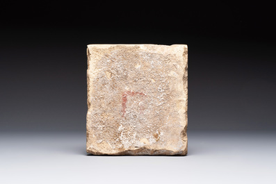 A Safavid cuerda seca pottery tile, Persia, 17th C.