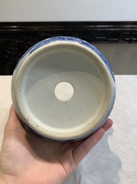 A pair of Chinese blue and white 'birds among flowering branches' jardini&egrave;res, 19th C.