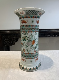 A Chinese famille verte 'gu' vase with floral design, 19th C.