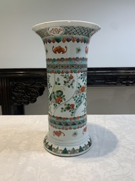A Chinese famille verte 'gu' vase with floral design, 19th C.