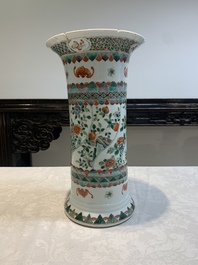 A Chinese famille verte 'gu' vase with floral design, 19th C.