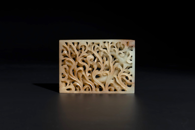 A Chinese russet jade 'dragon' plaque, 18th C.