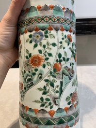 A Chinese famille verte 'gu' vase with floral design, 19th C.