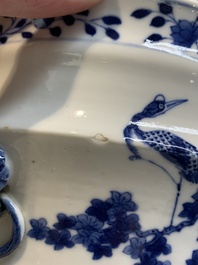 A pair of Chinese blue and white 'birds among flowering branches' jardini&egrave;res, 19th C.