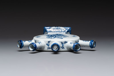 A fine and unusual blue and white Dutch Delft tulip vase, 18th C.