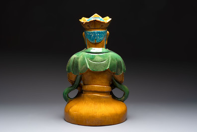 A large Chinese sancai-glazed Buddha, possibly from the Chengde Palace, Qianlong