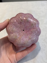 A collection of five Chinese famille rose peaches and pumpkins, including a box and cover, 19th C.