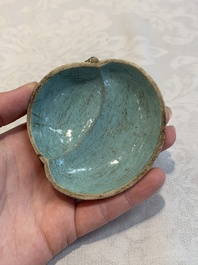 A collection of five Chinese famille rose peaches and pumpkins, including a box and cover, 19th C.