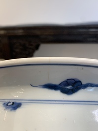 A Chinese blue and white 'river landscape' censer, 18th C.