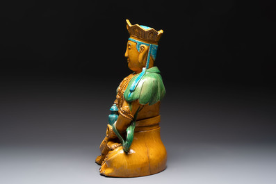 A large Chinese sancai-glazed Buddha, possibly from the Chengde Palace, Qianlong