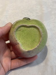 A collection of five Chinese famille rose peaches and pumpkins, including a box and cover, 19th C.