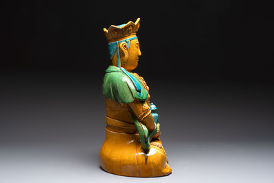 A large Chinese sancai-glazed Buddha, possibly from the Chengde Palace, Qianlong
