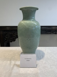 A Chinese celadon-glazed vase with floral design, Qianlong